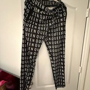Sassy Jones Black & White QUEEN Print Kids Leggings